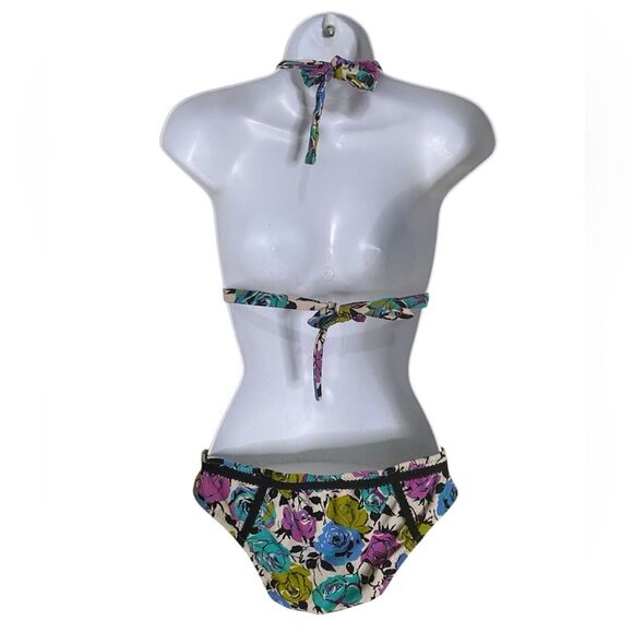 Y2K Betsey Johnson Petal Pusher Bikini Dark Floral Hipster Bottom Size Medium - Picture 5 of 12